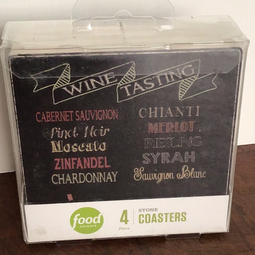Food Network Stone Coasters Wine Chalk look